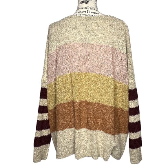 Active USA MEDIUM Multicolor Colorblock Striped Textured Oversized Sweater - Picture 3 of 9